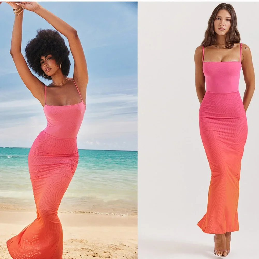 chinese dress ladies Calisa Ombre Flame Maxi